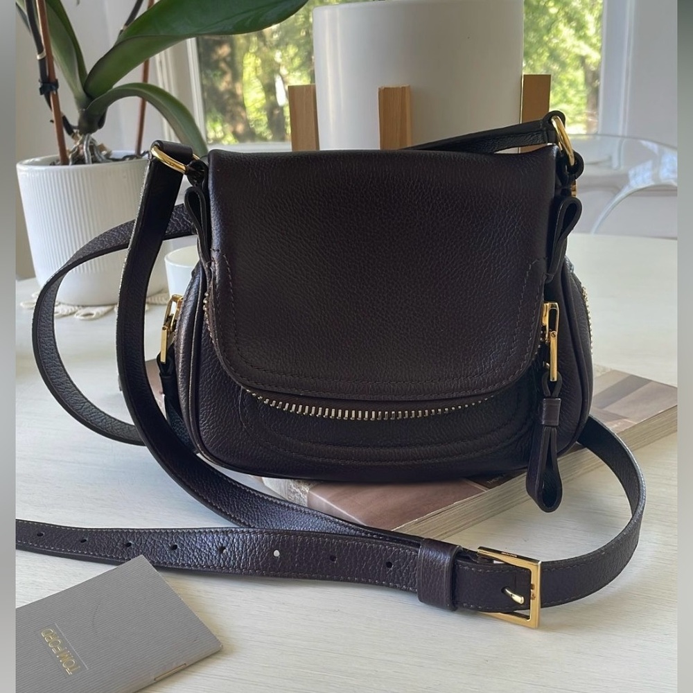 Tom Ford Burgundy Jennifer Mini Crossbody Bag with Gold Hardware (pre-owned)